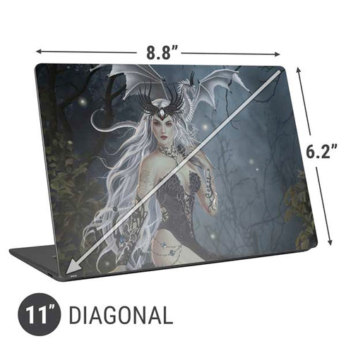 Gothic Queen with Silver Dragon by Nene Thomas Universal Laptop 11in (8.8 x 6.2in) Skin